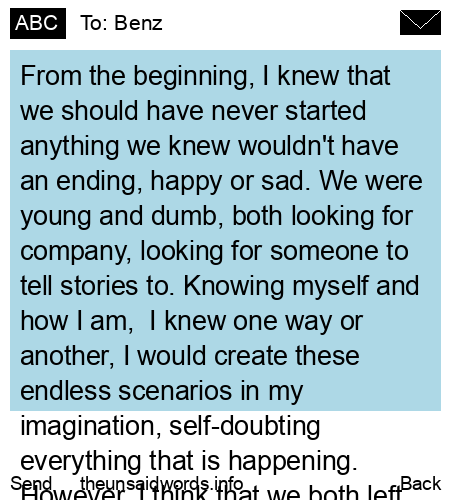 unsent message to Benz