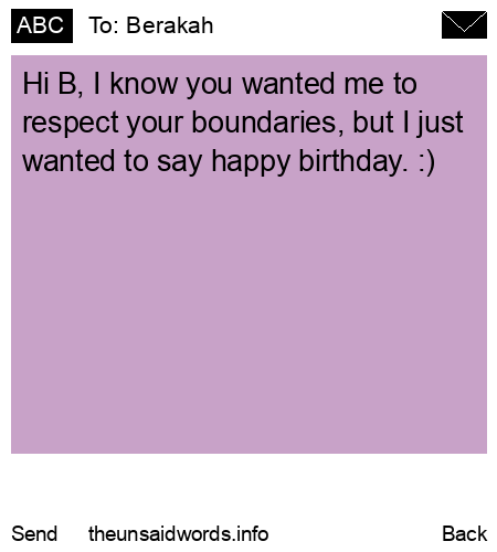 unsent message to Berakah