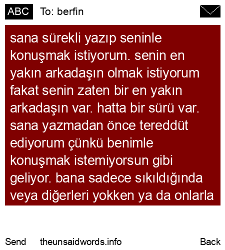 unsent message to berfin
