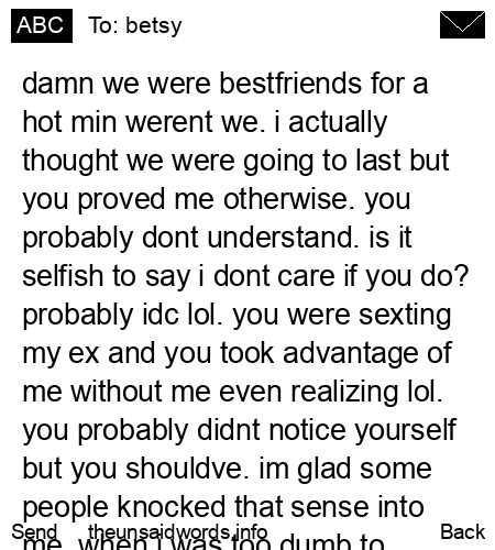 unsent message to betsy
