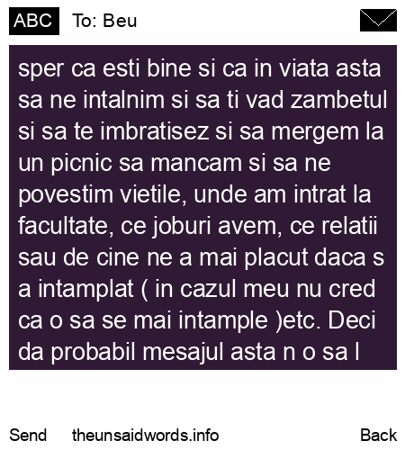 unsent message to Beu