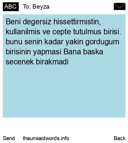 unsent message to Beyza