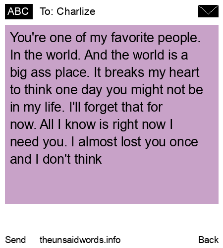 unsent message to Charlize