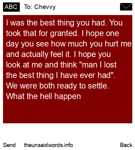 unsent message to Chevvy