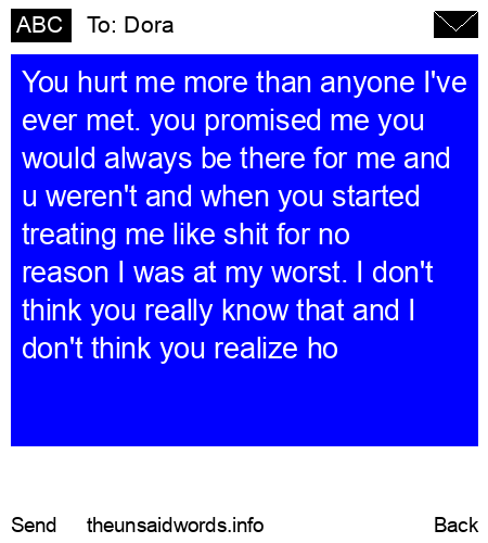 unsent message to Dora