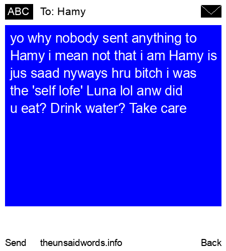 unsent message to Hamy