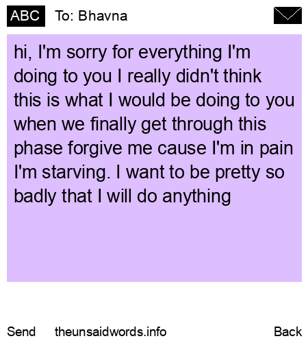unsent message to Bhavna