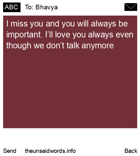 unsent message to Bhavya