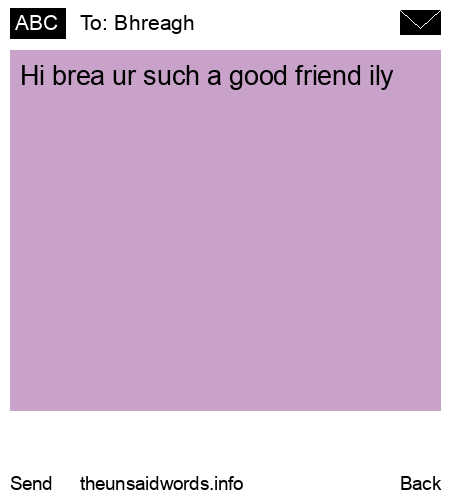 unsent message to Bhreagh