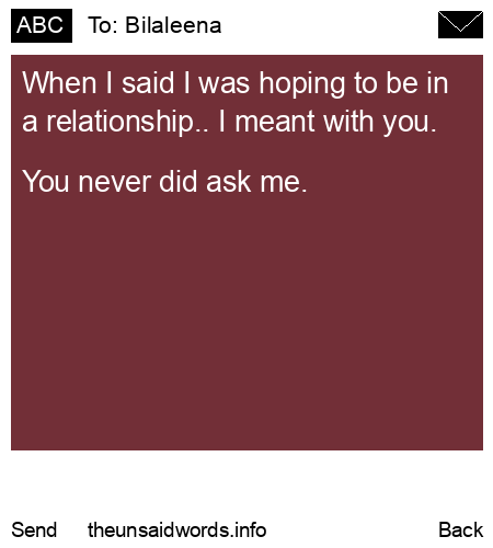 unsent message to Bilaleena