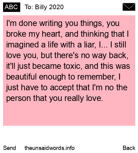 unsent message to Billy 2020