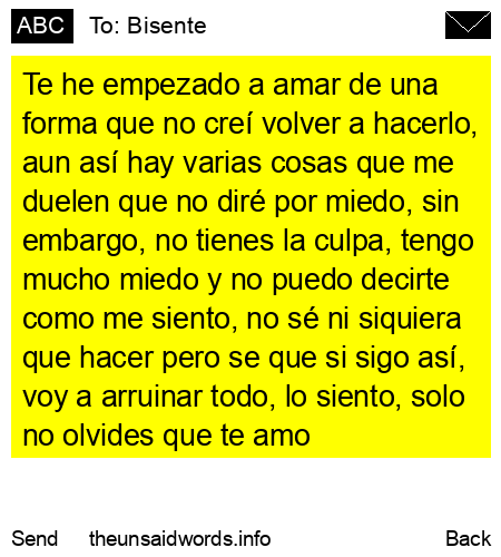 unsent message to Bisente