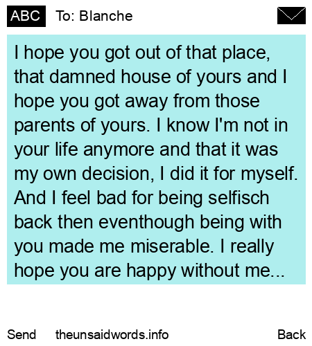 unsent message to Blanche