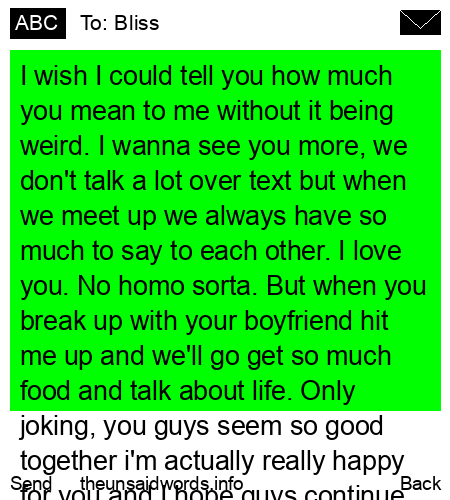 unsent message to Bliss