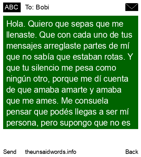 unsent message to Bobi