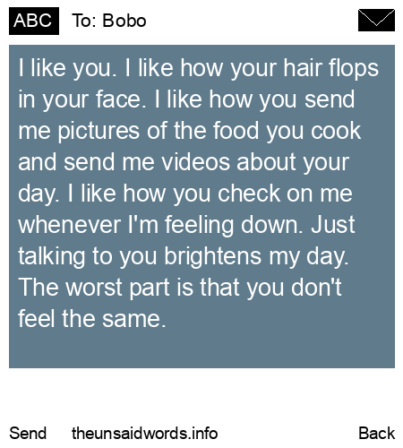 unsent message to Bobo
