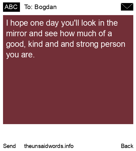 unsent message to Bogdan