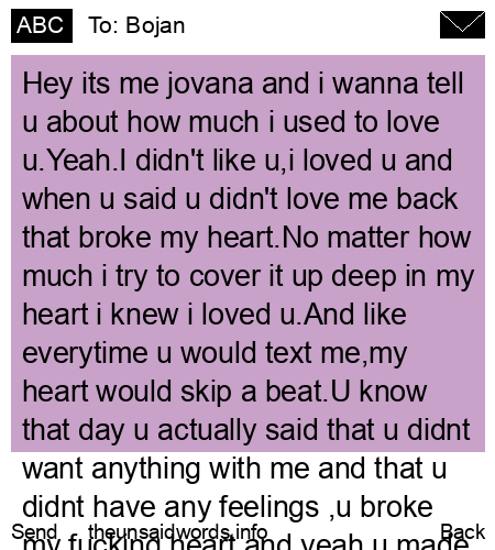unsent message to Bojan