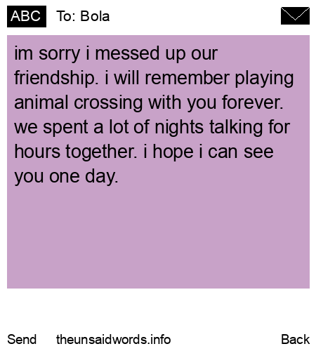 unsent message to Bola