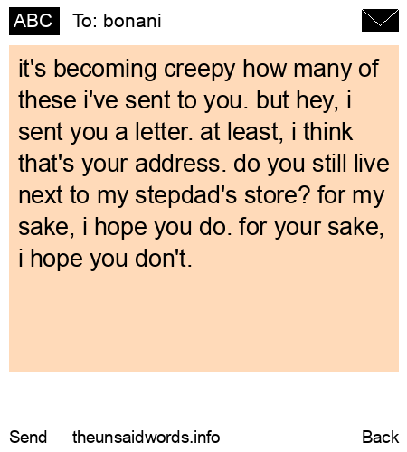 unsent message to bonani