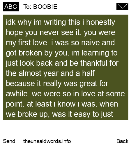 unsent message to BOOBIE