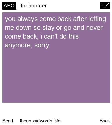 unsent message to boomer