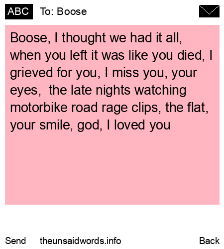 unsent message to Boose
