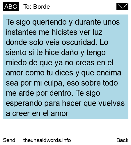 unsent message to Borde