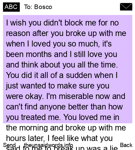 unsent message to Bosco
