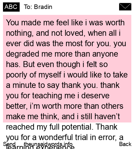 unsent message to Bradin