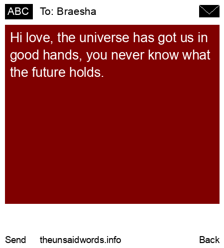 unsent message to Braesha