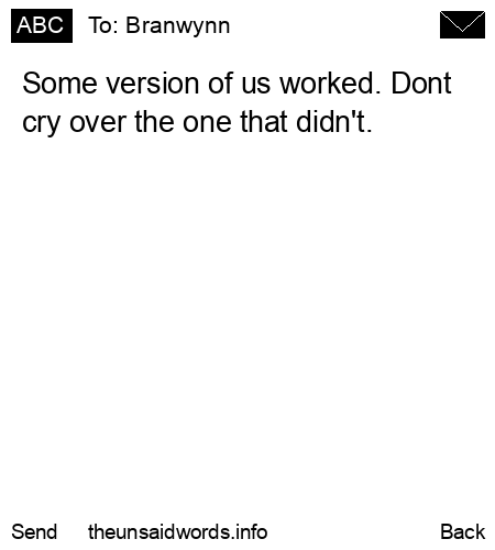 unsent message to Branwynn