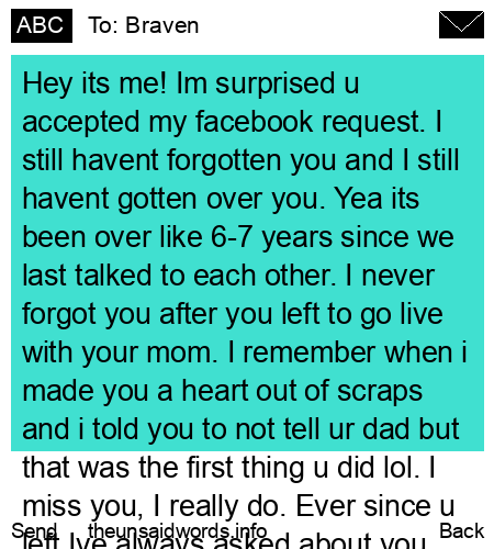 unsent message to Braven