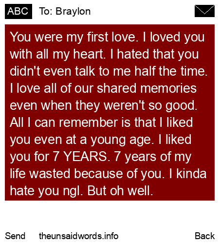 unsent message to Braylon