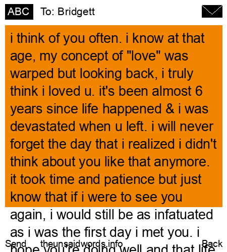 unsent message to Bridgett