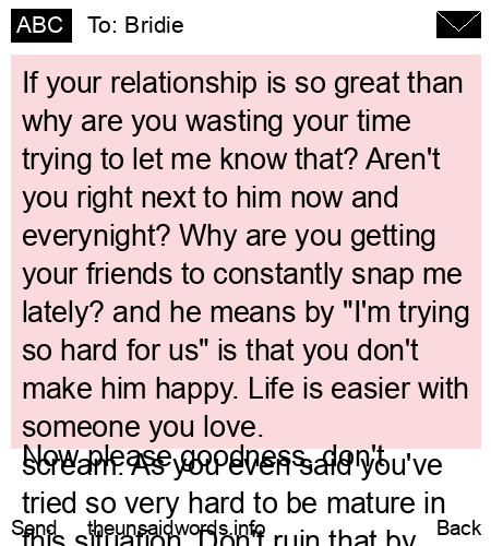 unsent message to Bridie