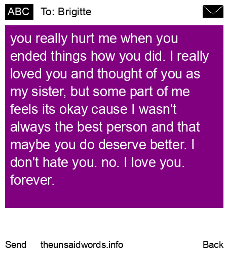 unsent message to Brigitte