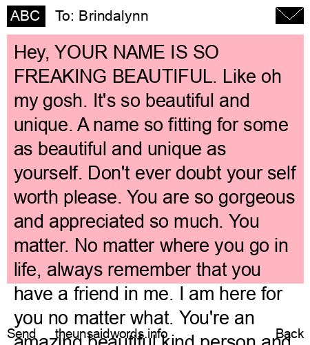 unsent message to Brindalynn