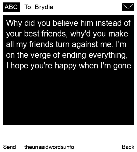 unsent message to Brydie