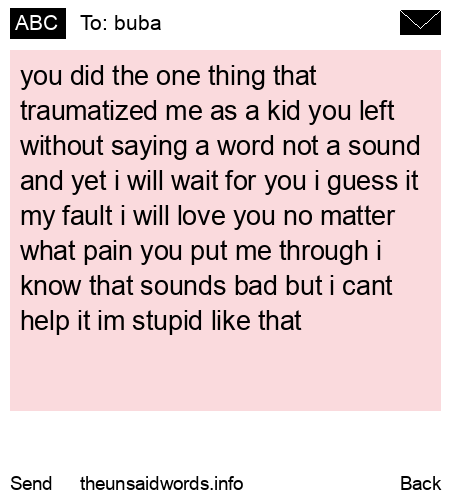 unsent message to buba