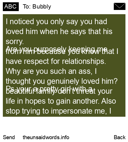 unsent message to Bubbly