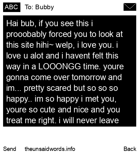 unsent message to Bubby
