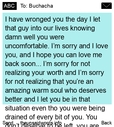 unsent message to Buchacha