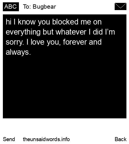unsent message to Bugbear