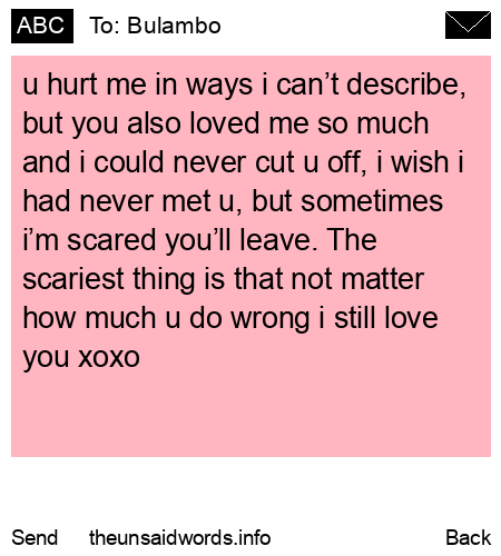 unsent message to Bulambo