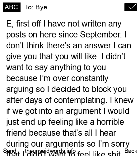 unsent message to Bye