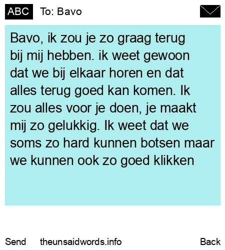 unsent message to Bavo