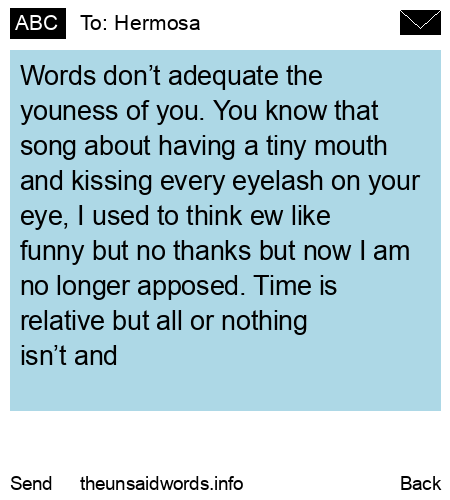 unsent message to Hermosa
