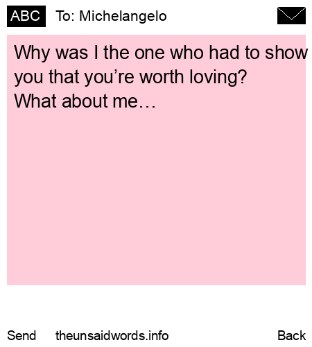 unsent message to Michelangelo