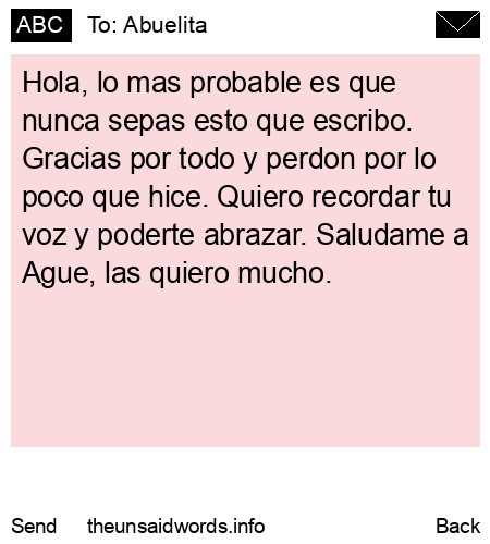 unsent message to Abuelita